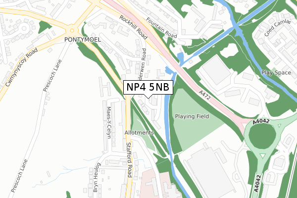 NP4 5NB map - large scale - OS Open Zoomstack (Ordnance Survey)