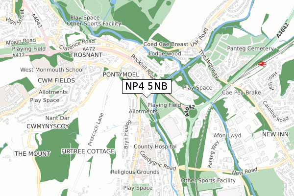 NP4 5NB map - small scale - OS Open Zoomstack (Ordnance Survey)