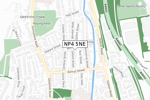 NP4 5NE map - large scale - OS Open Zoomstack (Ordnance Survey)