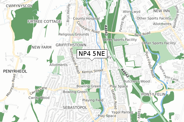 NP4 5NE map - small scale - OS Open Zoomstack (Ordnance Survey) NP4 5NE map - small scale - OS Open Zoomstack (Ordnance Survey)