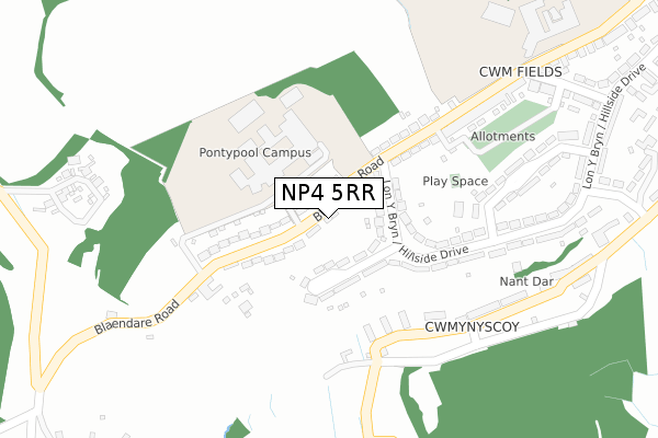 NP4 5RR map - large scale - OS Open Zoomstack (Ordnance Survey)