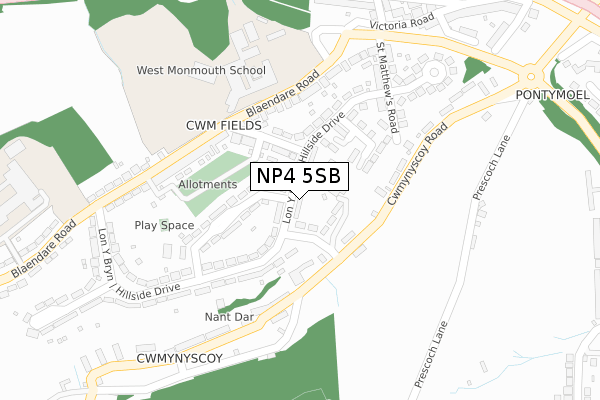 NP4 5SB map - large scale - OS Open Zoomstack (Ordnance Survey)