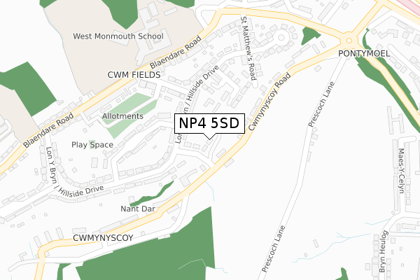NP4 5SD map - large scale - OS Open Zoomstack (Ordnance Survey)