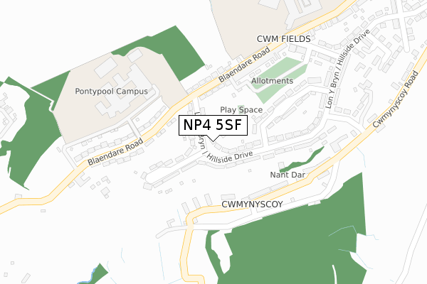 NP4 5SF map - large scale - OS Open Zoomstack (Ordnance Survey)