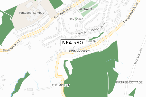 NP4 5SG map - large scale - OS Open Zoomstack (Ordnance Survey)