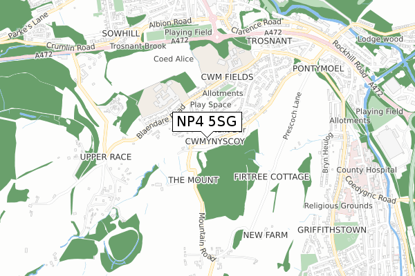 NP4 5SG map - small scale - OS Open Zoomstack (Ordnance Survey) NP4 5SG map - small scale - OS Open Zoomstack (Ordnance Survey)