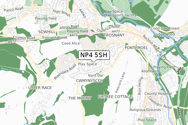 NP4 5SH map - small scale - OS Open Zoomstack (Ordnance Survey)