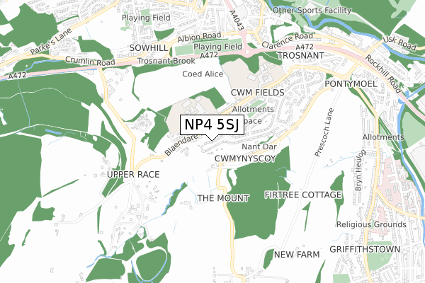 NP4 5SJ map - small scale - OS Open Zoomstack (Ordnance Survey)