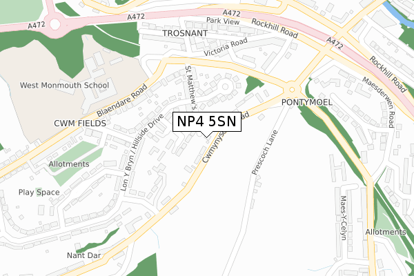 NP4 5SN map - large scale - OS Open Zoomstack (Ordnance Survey)