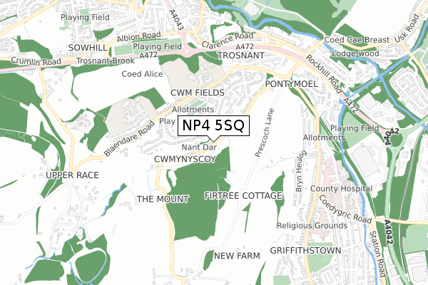 NP4 5SQ map - small scale - OS Open Zoomstack (Ordnance Survey)