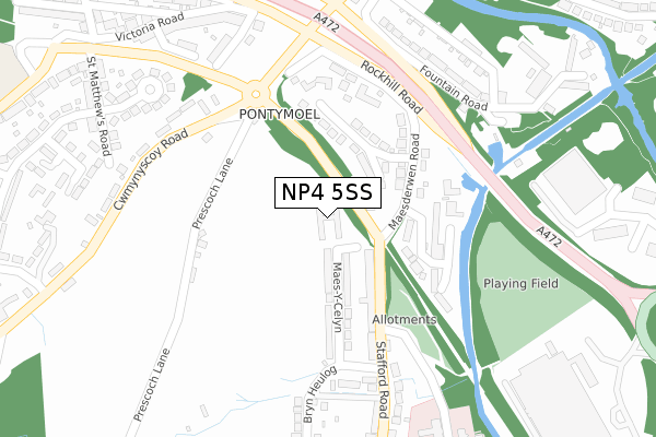 NP4 5SS map - large scale - OS Open Zoomstack (Ordnance Survey)