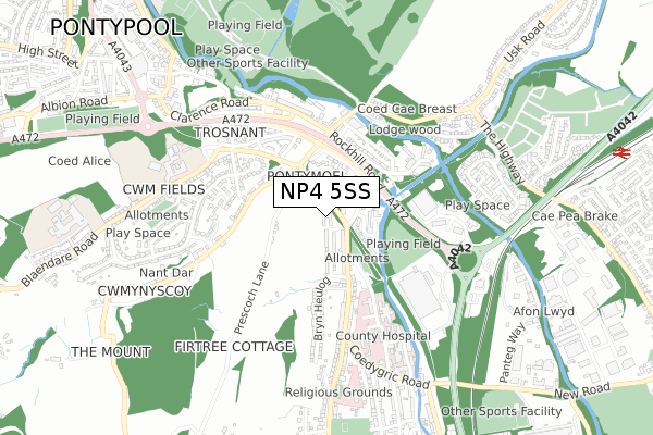 NP4 5SS map - small scale - OS Open Zoomstack (Ordnance Survey)
