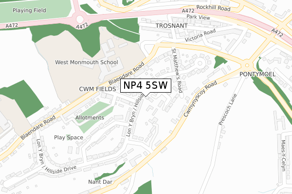 NP4 5SW map - large scale - OS Open Zoomstack (Ordnance Survey)