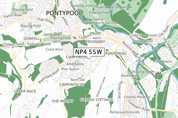 NP4 5SW map - small scale - OS Open Zoomstack (Ordnance Survey)