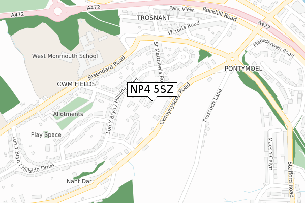NP4 5SZ map - large scale - OS Open Zoomstack (Ordnance Survey)