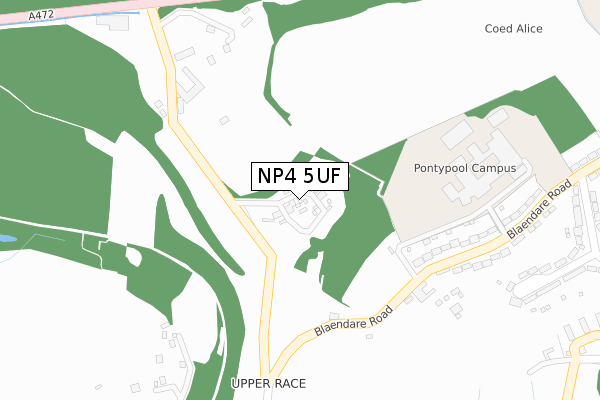 NP4 5UF map - large scale - OS Open Zoomstack (Ordnance Survey)
