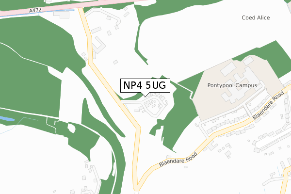 NP4 5UG map - large scale - OS Open Zoomstack (Ordnance Survey)