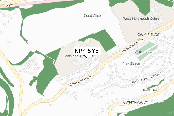 NP4 5YE map - large scale - OS Open Zoomstack (Ordnance Survey) NP4 5YE map - large scale - OS Open Zoomstack (Ordnance Survey)