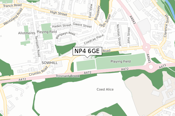 NP4 6GE map - large scale - OS Open Zoomstack (Ordnance Survey)