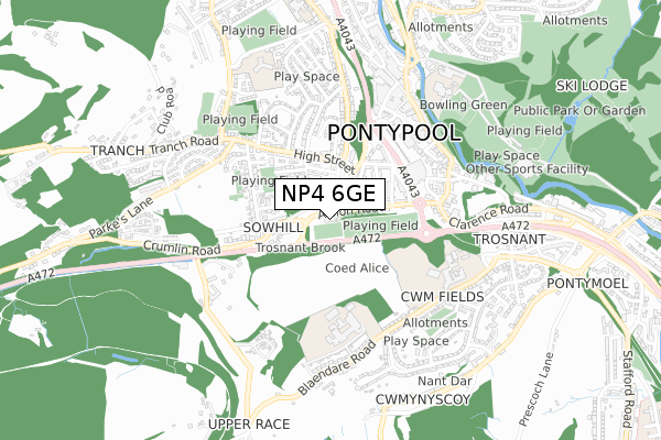 NP4 6GE map - small scale - OS Open Zoomstack (Ordnance Survey)