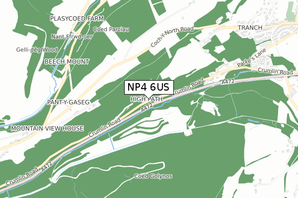 NP4 6US map - small scale - OS Open Zoomstack (Ordnance Survey)