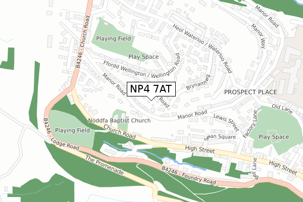 NP4 7AT map - large scale - OS Open Zoomstack (Ordnance Survey)