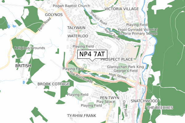 NP4 7AT map - small scale - OS Open Zoomstack (Ordnance Survey)