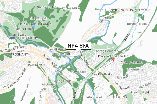 NP4 8FA map - small scale - OS Open Zoomstack (Ordnance Survey) NP4 8FA map - small scale - OS Open Zoomstack (Ordnance Survey)