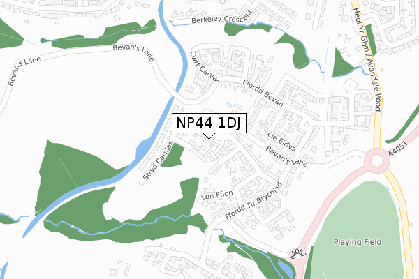 NP44 1DJ map - large scale - OS Open Zoomstack (Ordnance Survey)