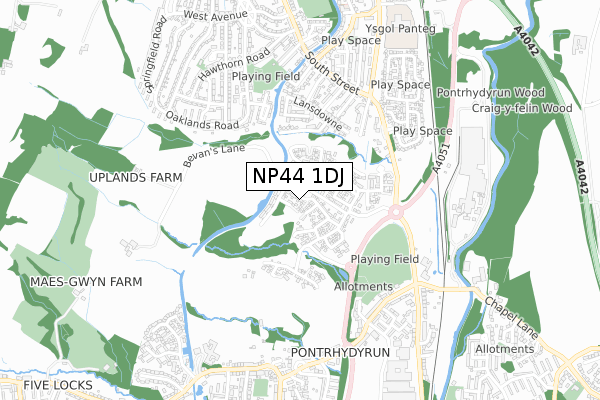 NP44 1DJ map - small scale - OS Open Zoomstack (Ordnance Survey) NP44 1DJ map - small scale - OS Open Zoomstack (Ordnance Survey)