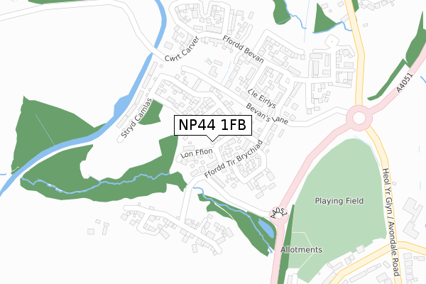 NP44 1FB map - large scale - OS Open Zoomstack (Ordnance Survey)