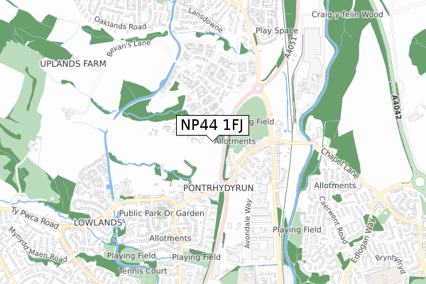 NP44 1FJ map - small scale - OS Open Zoomstack (Ordnance Survey) NP44 1FJ map - small scale - OS Open Zoomstack (Ordnance Survey)