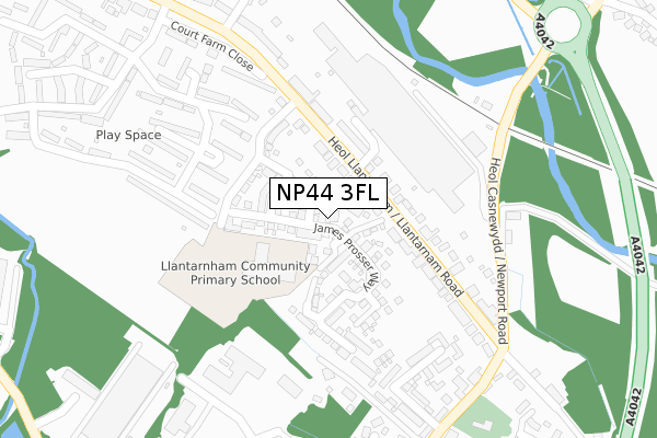 NP44 3FL map - large scale - OS Open Zoomstack (Ordnance Survey)