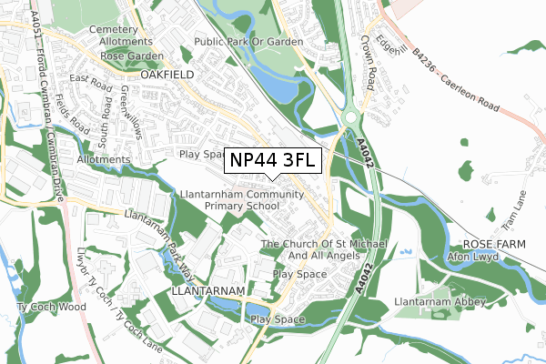 NP44 3FL map - small scale - OS Open Zoomstack (Ordnance Survey)