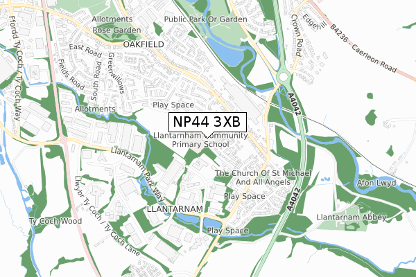 NP44 3XB map - small scale - OS Open Zoomstack (Ordnance Survey) NP44 3XB map - small scale - OS Open Zoomstack (Ordnance Survey)