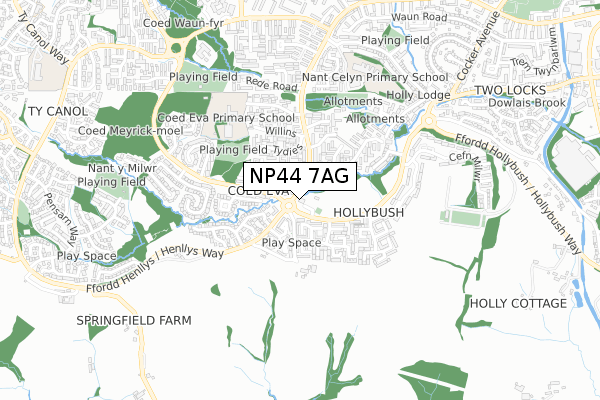 NP44 7AG map - small scale - OS Open Zoomstack (Ordnance Survey)