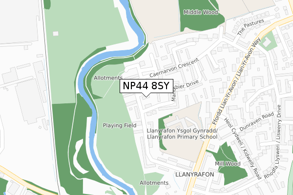 NP44 8SY map - large scale - OS Open Zoomstack (Ordnance Survey)