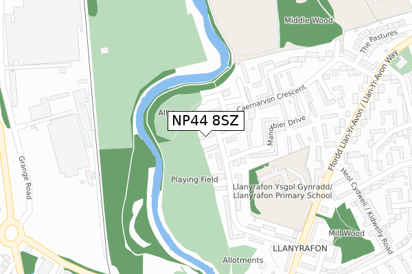 NP44 8SZ map - large scale - OS Open Zoomstack (Ordnance Survey)