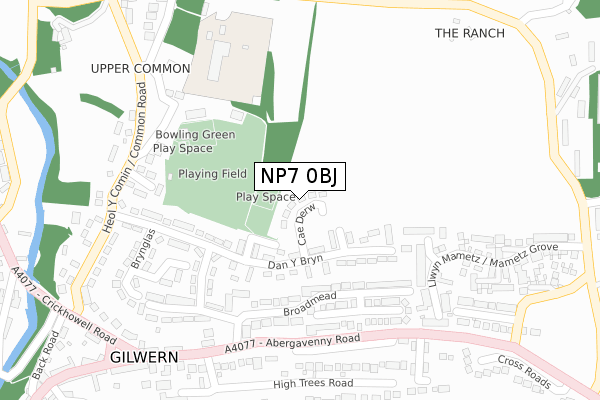 NP7 0BJ map - large scale - OS Open Zoomstack (Ordnance Survey)