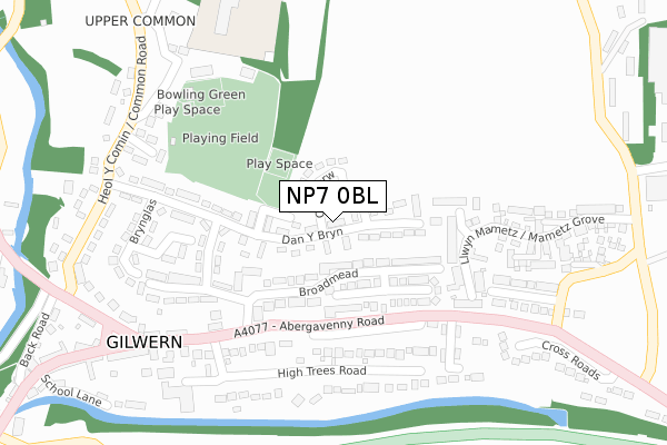 NP7 0BL map - large scale - OS Open Zoomstack (Ordnance Survey)