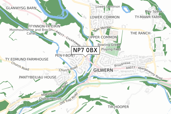 NP7 0BX map - small scale - OS Open Zoomstack (Ordnance Survey) NP7 0BX map - small scale - OS Open Zoomstack (Ordnance Survey)