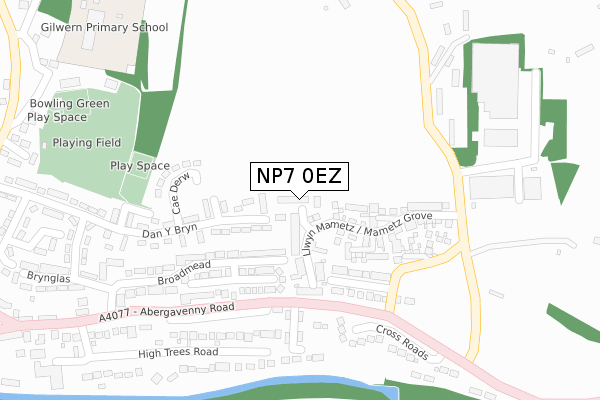 NP7 0EZ map - large scale - OS Open Zoomstack (Ordnance Survey)