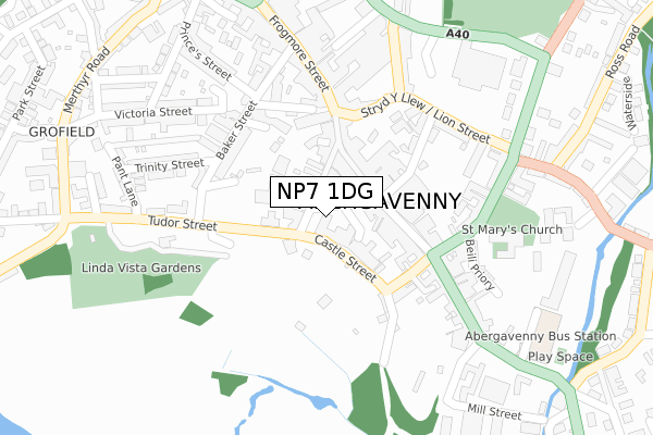 NP7 1DG map - large scale - OS Open Zoomstack (Ordnance Survey)