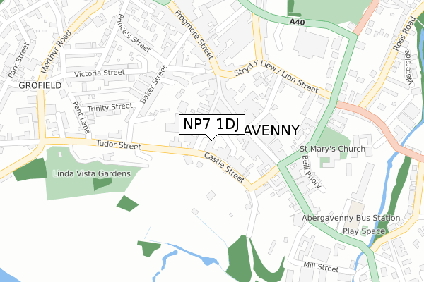 NP7 1DJ map - large scale - OS Open Zoomstack (Ordnance Survey)