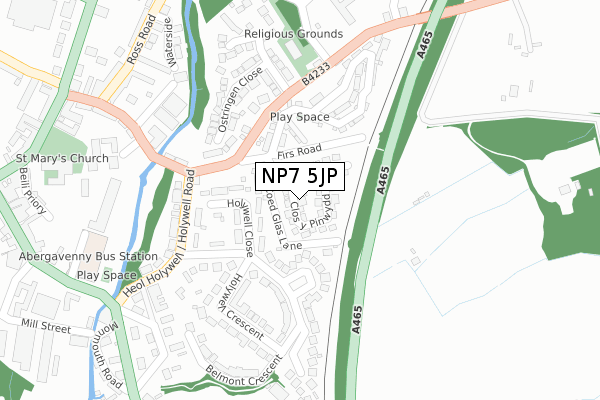 NP7 5JP map - large scale - OS Open Zoomstack (Ordnance Survey)