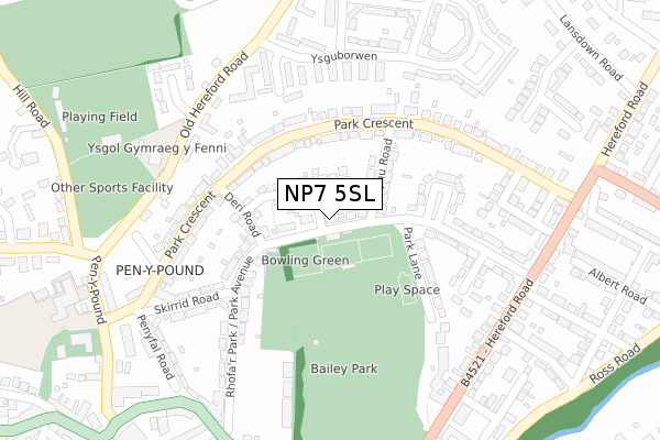 NP7 5SL map - large scale - OS Open Zoomstack (Ordnance Survey)