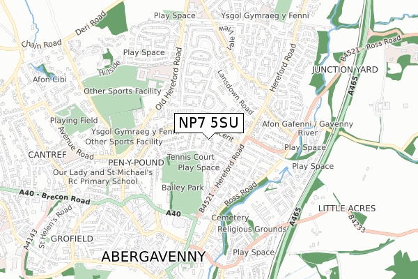 NP7 5SU map - small scale - OS Open Zoomstack (Ordnance Survey)