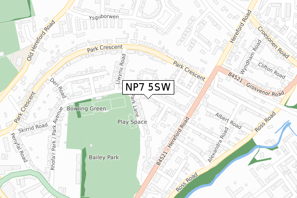 NP7 5SW map - large scale - OS Open Zoomstack (Ordnance Survey)