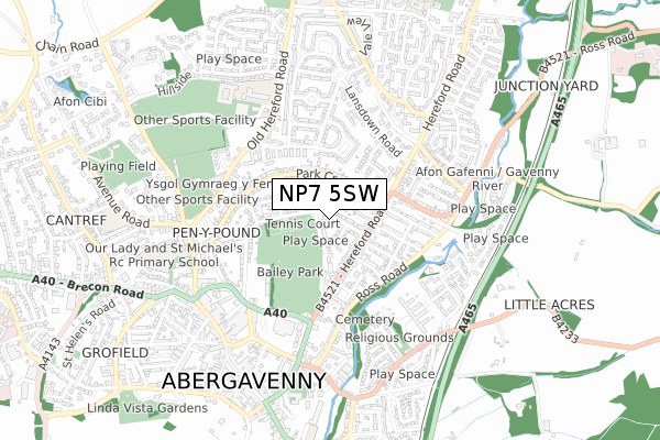 NP7 5SW map - small scale - OS Open Zoomstack (Ordnance Survey)