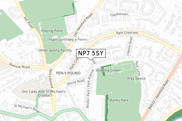 NP7 5SY map - large scale - OS Open Zoomstack (Ordnance Survey)
